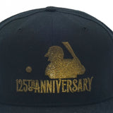 Vintage MLB 125th Anniversary Snap Back Hat Black Gold 90s Rare New Era WOOL