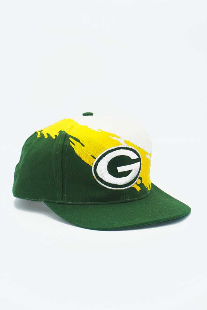 Vintage Green Bay Packers Snapback Hat Cap Splash Logo Athletic