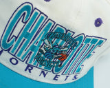 Vintage CHARLOTTE HORNETS NBA Embroidered Cap Hat Snapback 1377 Of 5000 The Game White