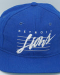 Vintage 80s Detroit Lions Blue Bar Line Wool Snapback Hat Drew Pearson Youngan NFL