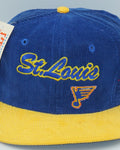 Vintage St Louis Blue Pro Star Corduroy Snapback Hat NHL Hockey NWT