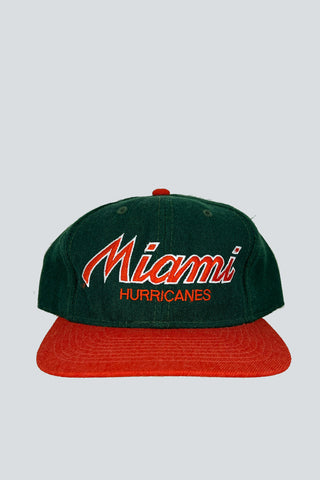 Vintage Miami Hurrianes Sports Specialties Script Wool Snapback Hat NCAA 90s